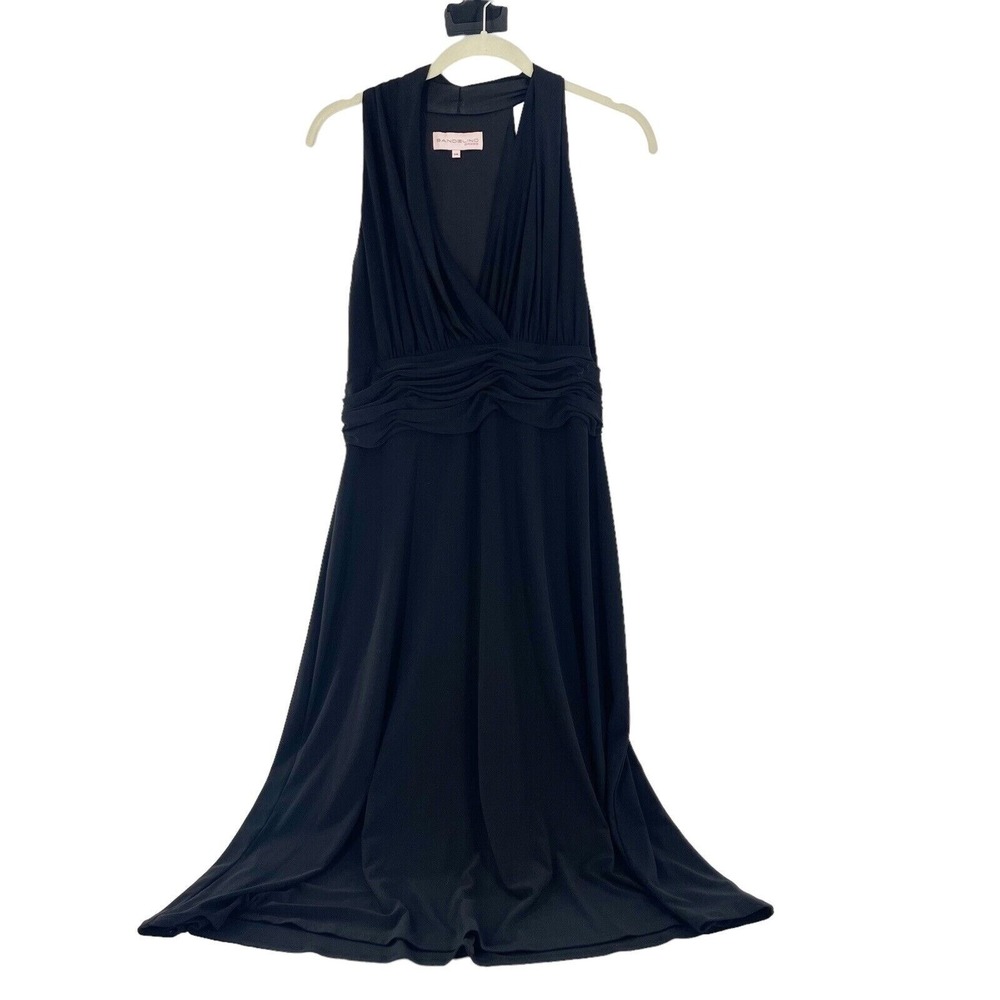 Bandolino Black Sleeveless Ruched Waist Maxi Dress Womens Size 14 Babydoll Y2K